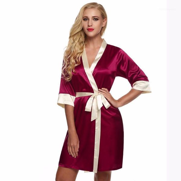 Lässige Kleider Damen Sexy Seiden-Rayon-Kimono-Pyjamas Weiches Kleid Nachtwäsche Bademantel 8 Pos Finden Sie ähnliche Dessous Frau über dem Knie Mini-Schlafanzug