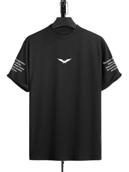 

men bird & slogan graphic tee u0io#, White;black