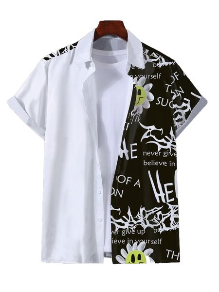 

men cartoon & slogan graphic shirt without tee c53t#, White;black