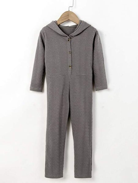 

toddler girls half button hooded jumpsuit she, Blue