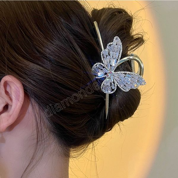 

elegant versatile clamps diamond butterfly hair clip for women daily wear jewelry gifts hair accessories, Slivery;golden