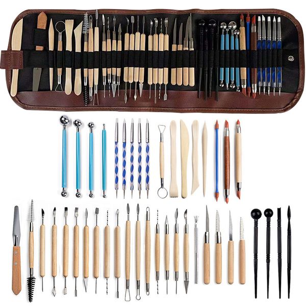 43pcs/set seramik kil heykel araçları çift taraflı seramik kil oyma aracı kabartma modellemesi xbjk2207