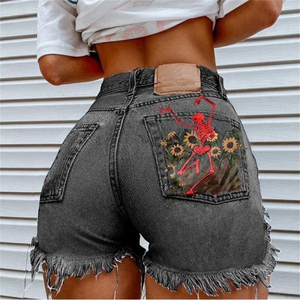 

skinny jeans shorts women vintage distressed denim shorts casual trousers women jeans buttock streetwear short pants 220419, White;black