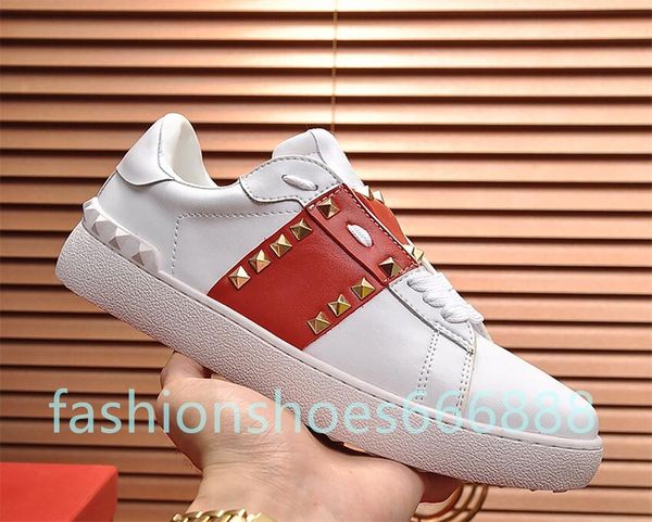 

mens casual rivet shoes women outdoor white riveting shoe leather flat couples trainers chaussures a3, Black