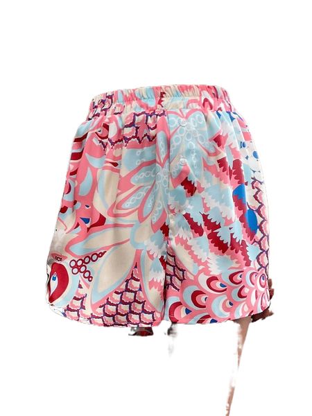 

allover floral print high waist shorts g9bp#, White;black