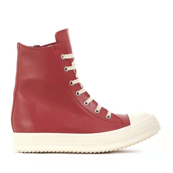 

2022ss tpu sole high red leather ramones flat sneakers boots, Black