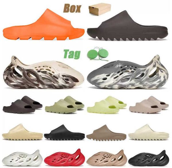 

2022 designer sandal fluorescent green mineral blue sandals slide slippers foam resin desert sand bone earth brown shoes black cream clay