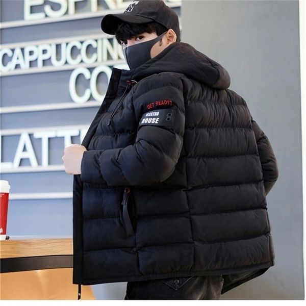 

xxxxl winter jacket men fashion stand collar male parka jacket mens solid thick jackets and coats man winter parkas 201127, Black