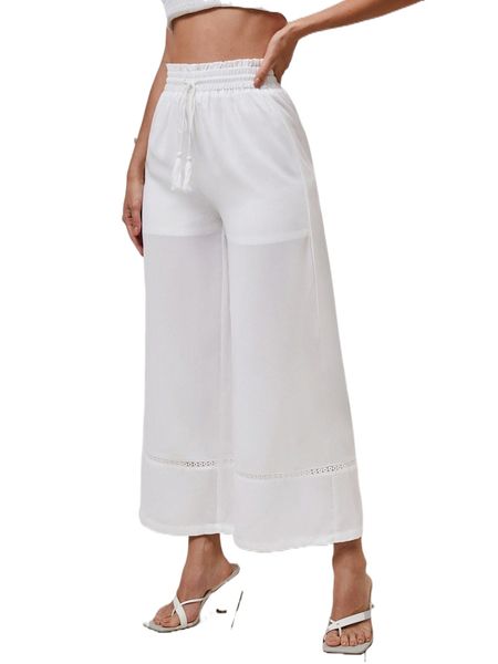 

paperbag waist wide leg pants c2yx#, Black;white