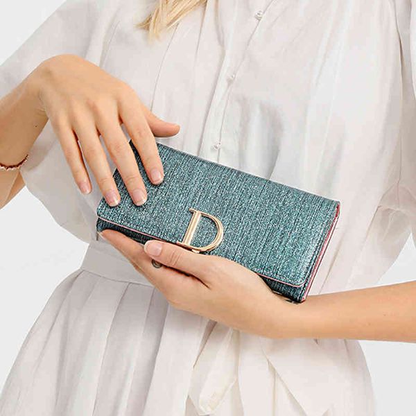 Portafoglio da donna dritto Pochette lunga da donna in pelle di vacchetta alla moda 220712