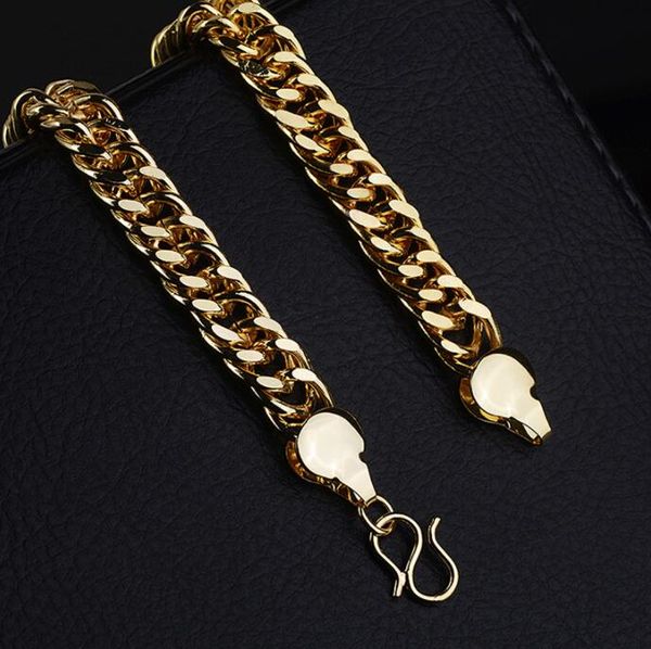 

9mm smooth double button chains gold plated men's necklace domineering necklace men 60cm, Silver