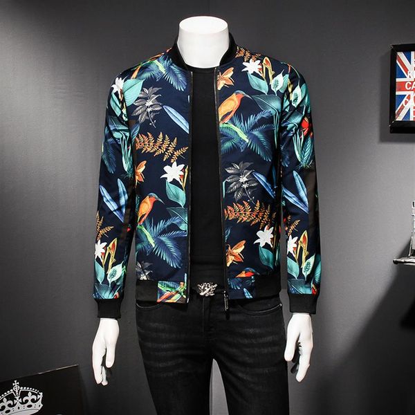 

mens pattern jacket floral print male jacket vintage classic fashion bomber jackets men party club outfit men oversize212v, Black;brown