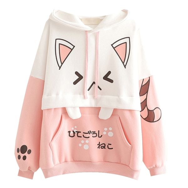 

women's hoodies & sweatshirts harajuku kawaii women cute hoodie black pink long 220823