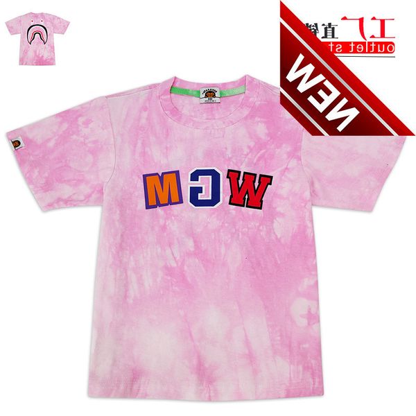 

beii & bap trendy children's t-shirt shark letter tie dyed cloth pollen round neck short sleeve men's and women's style, White;black