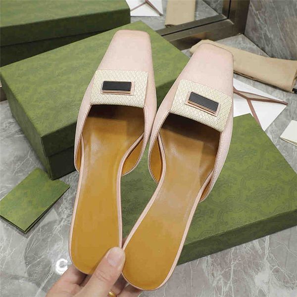 

classic romantic half slipper versatile simple silk leather sandals medium heel square toe women shoes size 35-40, Black