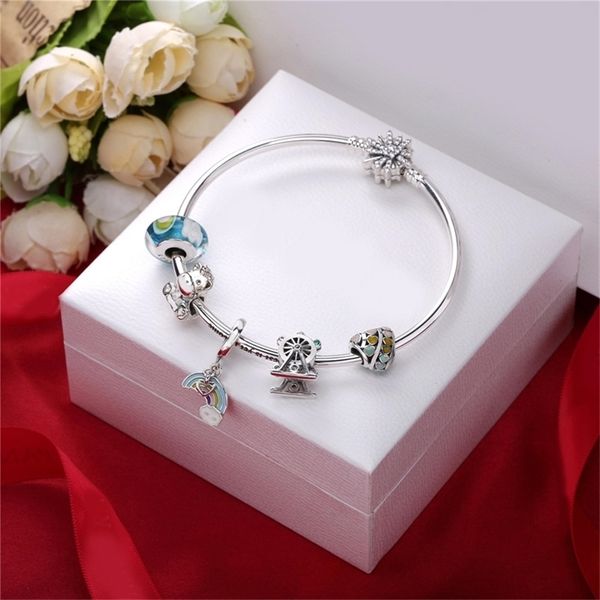 

ydx 925 sterling silver charm bracelets for women murano glass beads brand bracelet & bangle diy jewelry gifts t200423, Black