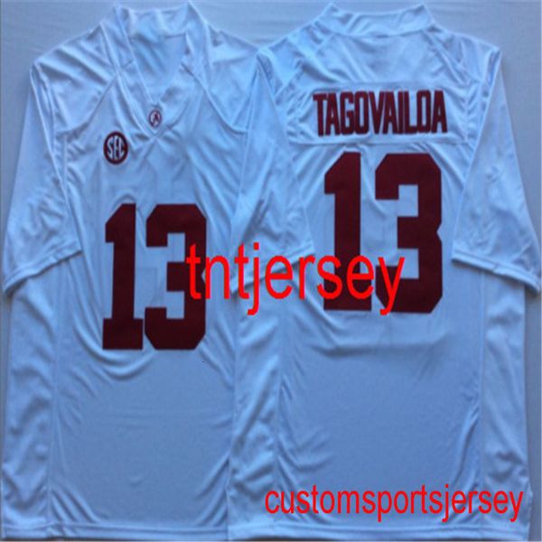 Günstiges individuelles NEUES Alabama Crimson Tide White #13 TAGOVAILOA Football-Trikot für Herren, HERREN, FRAUEN, JUGEND, mit Stich und beliebiger Namensnummer XS-5XL