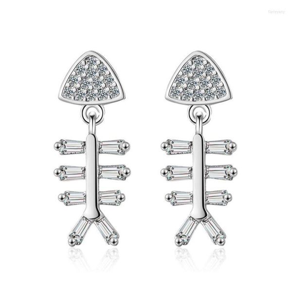 Stud Trendy 925 Sterling Silber Ohrringe Für Frauen Schmuck Exquisite Zirkon Fisch Knochen Ohrring Mädchen Valentinstag GeschenkeStud Farl22