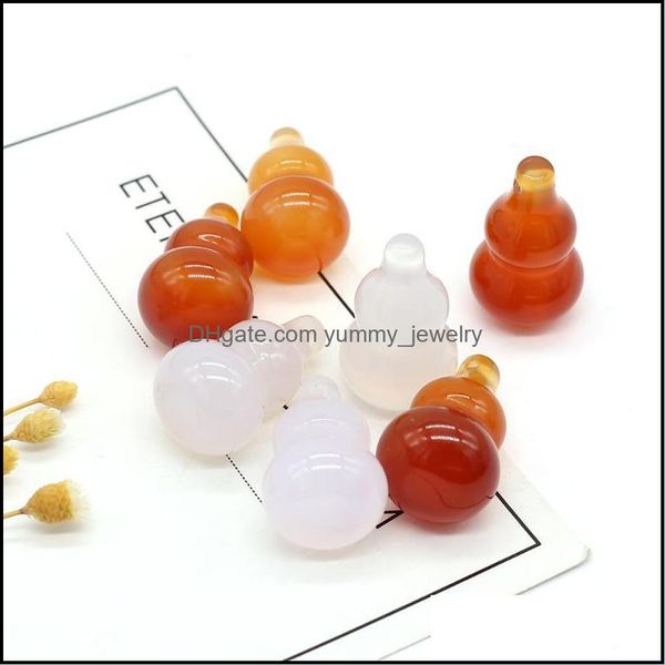 

charms jewelry findings components natural stone pendant gourd shape healing red white agate no hole charm for making women gift accessori, Bronze;silver