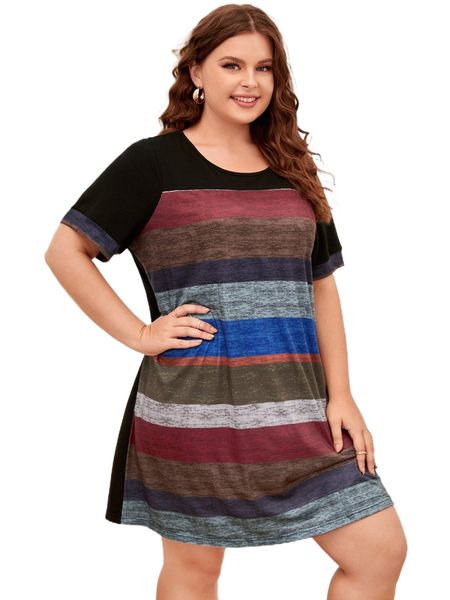 

plus colorblock tee dress j1hw#, Black