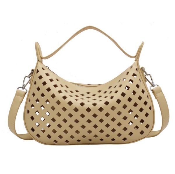 

casual women green handbags hollow out beach bag bolsa feminina yellow pu leather shoulder bags crossbody bag