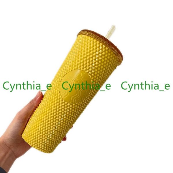

2022 starbucks double barbie pink durian laser straw cup tumblers mermaid plastic cold water coffee cups gift mug2453