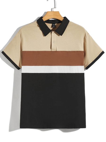 

men color block polo shirt l0ky#, White;black