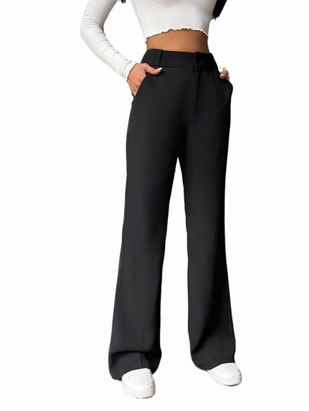 

high waist slant pocket flare leg suit pants r2iq#, White;black