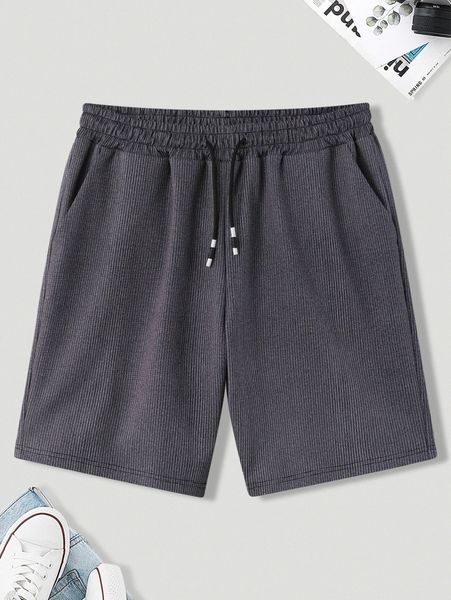 

men ribbed knit drawstring waist shorts d7qq#, White;black