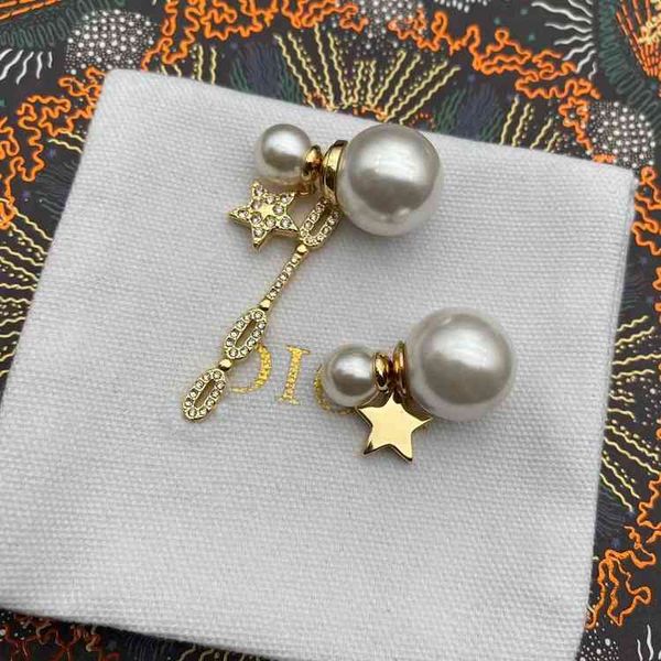 

design jewel ornament charm earring pearl asymmetric earrings trend simple female earrings full of diamond star jewelry, Golden