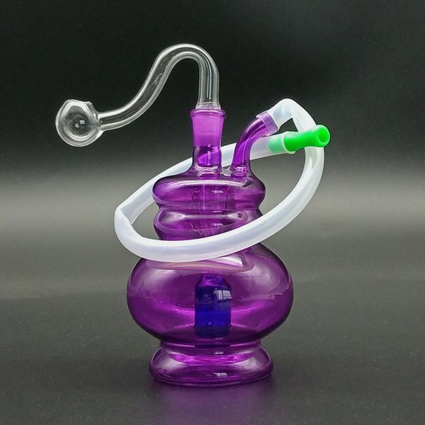 Glass Mini Bong roxo estilo exclusivo narguilé fumando bongos conjuntos de água dab rigas portbale bongs pirex grossos