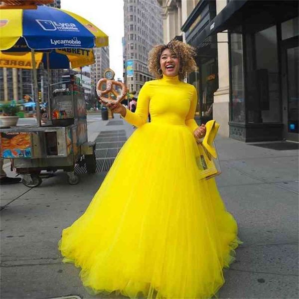 

candy color yellow long wedding tulle skirts for bridal pretty black women tulle skirt pography faldas mujer saias 210319