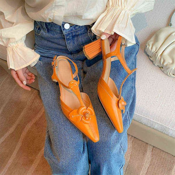 

dress shoes elastic band sandals woman heels fashion trend back strap high pumps for women shallow party working shoe 220318, Black