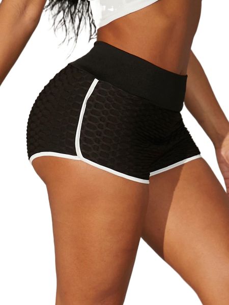 

sxy honeycomb textured contrast binding biker shorts k0qw#, White;black