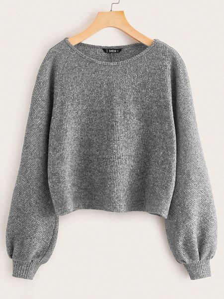 

marled ribbed knit cropped sweater v6tj#, White;black