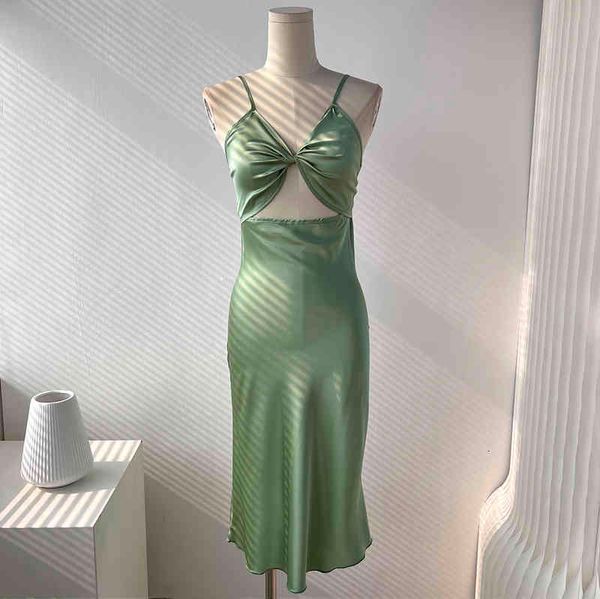 

casual dresses foreign trade original single party hollow out kink satin high waist thin fishtail bag hip suspender dress, Black;gray