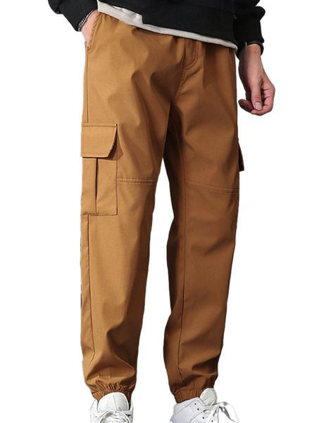 

men pocket side cargo pants 54y7#, Black