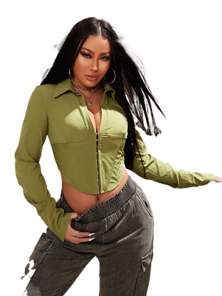 

solid hook and eye crop shirt d20w#, White