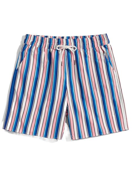 

romwe guys striped drawstring shorts l7pw#, White;black