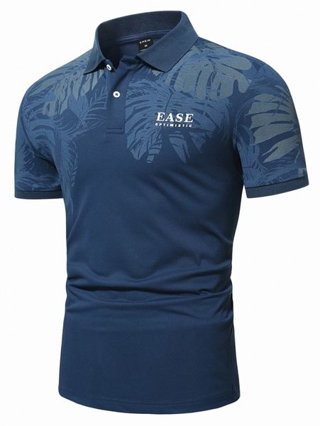 

men tropical & letter graphic polo shirt v1v9#, White;black