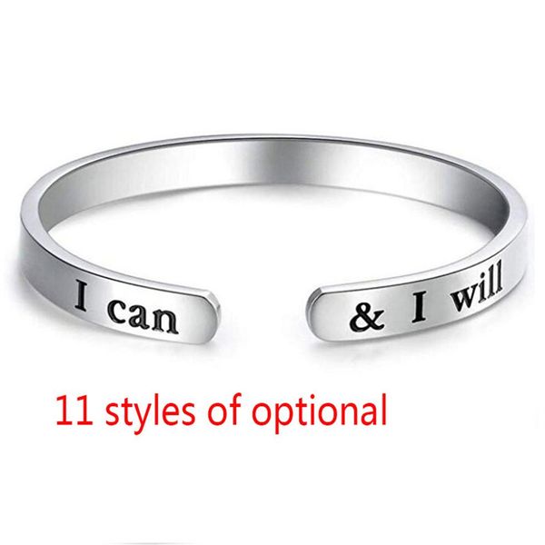 

fashion inspirational bracelet be brave and keep going stainless steel lettering open bracelet ladies mens cuff bracelet good idea314a, White