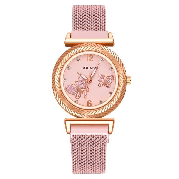 Relógios de pulso retro redondo quartzo borboleta padrão discagem relógios casuais strap strap relógio elegante e impermeável relógio de pulso para mulheres