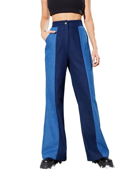 

x paulinegsrd two tone wide leg pants t4fr#, Black;white