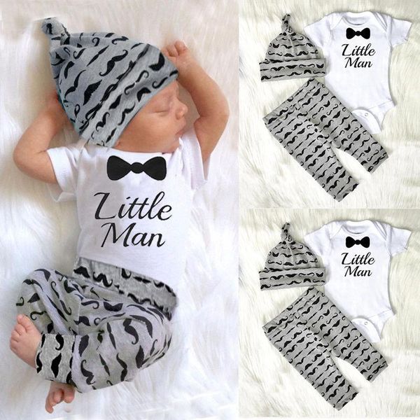 Set di abbigliamento Citgee3pcs Born Baby Boys Gentleman Man Barba Body Pantaloni Cappello Vestiti Abiti Summer Fashion Set SSClothing