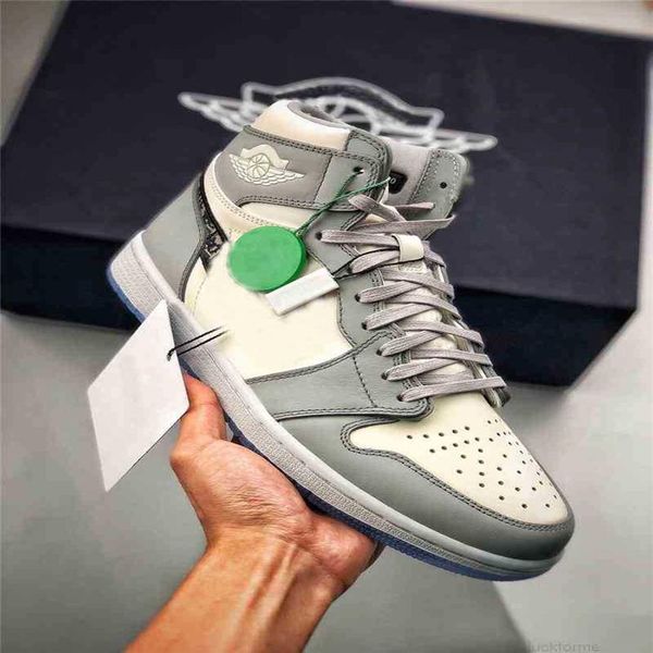 

2021 authentic 1 high og low dress shoes man woman 1s wolf grey sail pon dust white with original box cn8608 002 bag cn8607-002284p, Black