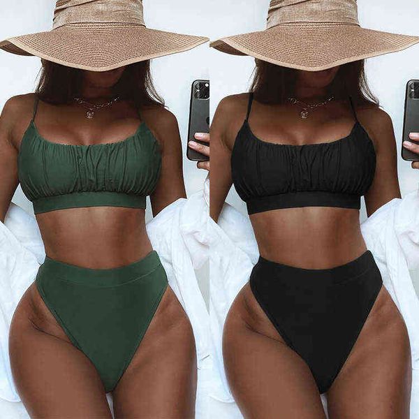 

single swimsuit outer split solid color high waist bikini b696k, White;black