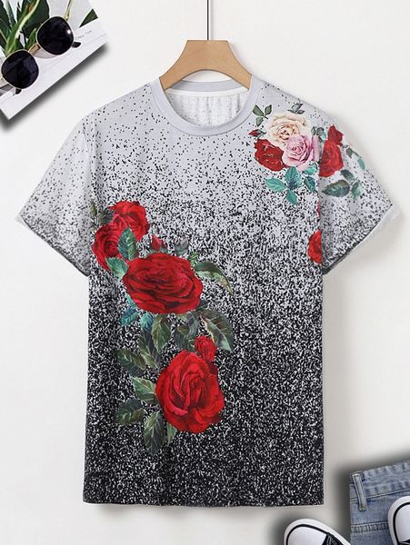 

men floral print tee e2bp#, White;black