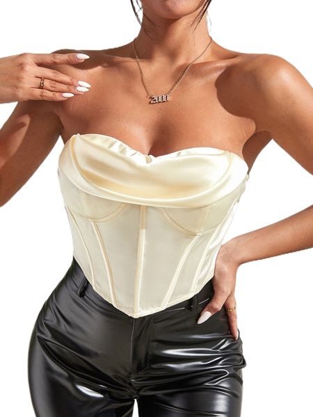 

zip back bustier tube s1sl#, White