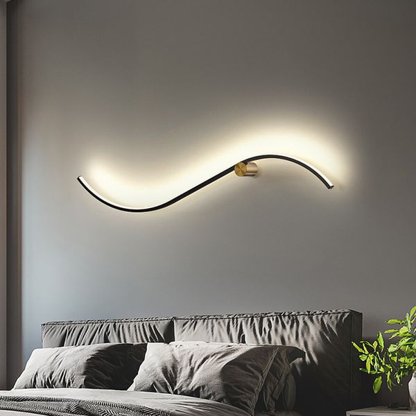 

modern led s-shaped strip wall lamps simple living room decor wall lights minimalist bedroom bedside home light fixtures creative corridor s