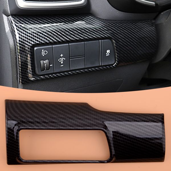 

car abs carbon fiber style headlight switch frame cover trim fit for hyundai tucson 2015 2016 2017 2018 2019